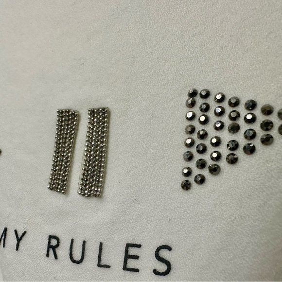 Stradivarius "My Music My Rules," cassette design flowy blouse gems rhinestones - Picture 4 of 10